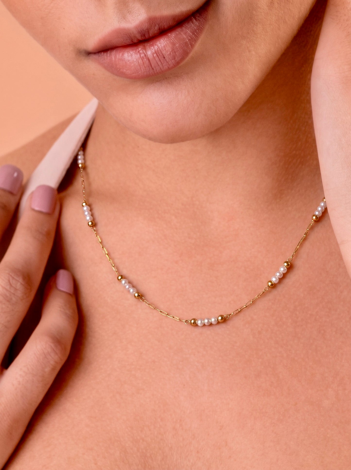 Golden Tri-Pearl Whisper Necklace