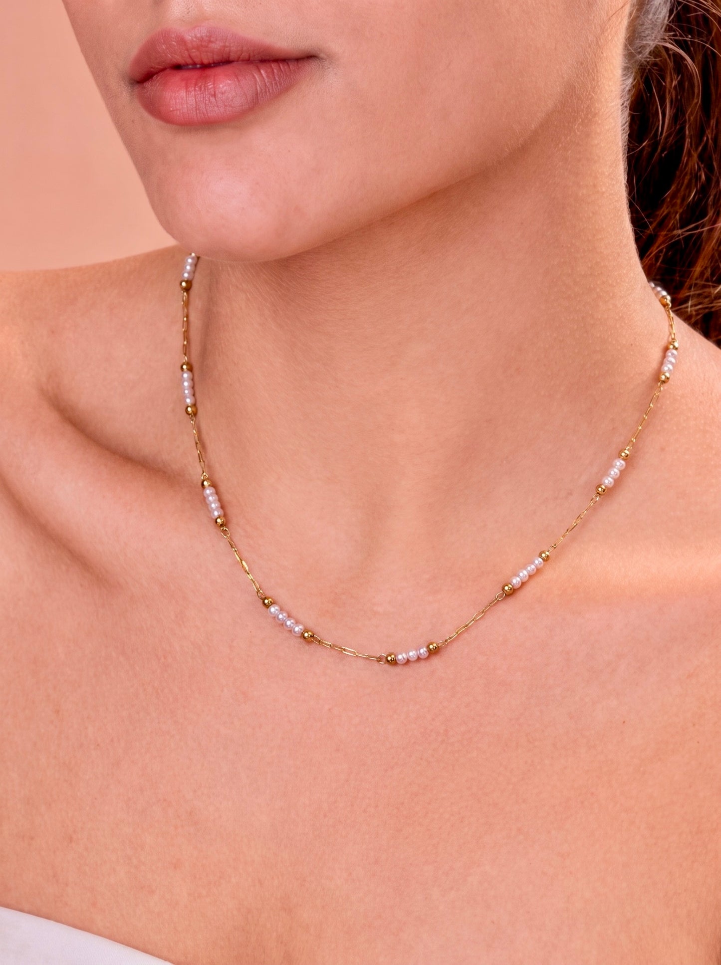 Golden Tri-Pearl Whisper Necklace
