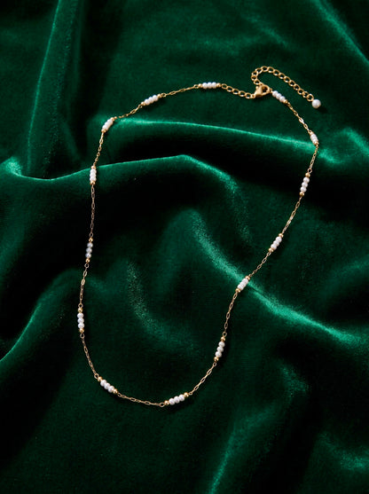 Golden Tri-Pearl Whisper Necklace