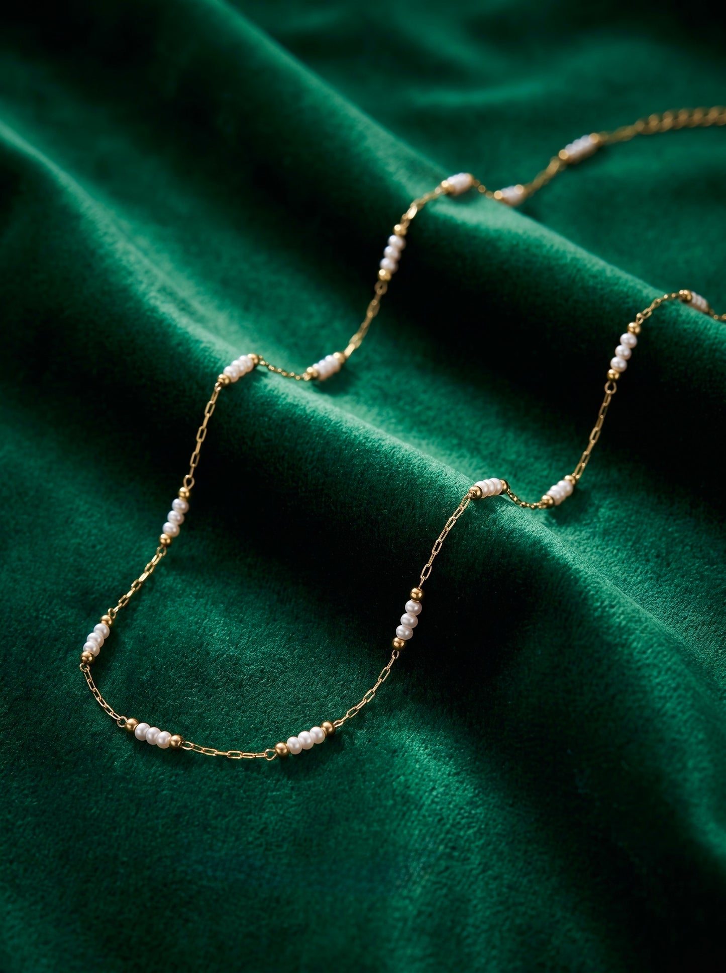 Golden Tri-Pearl Whisper Necklace