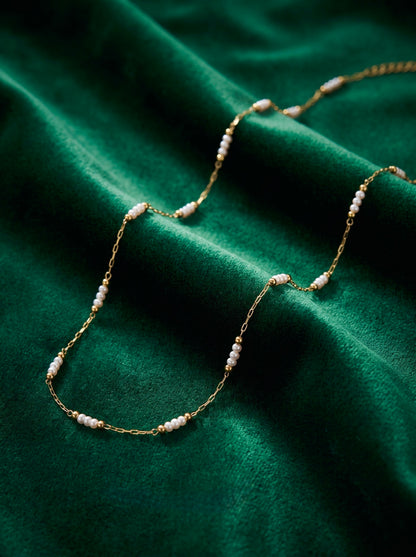 Golden Tri-Pearl Whisper Necklace