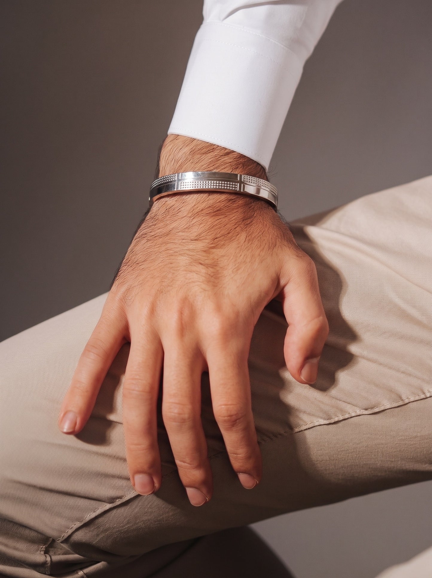 Silver Crossline Men’s Kada