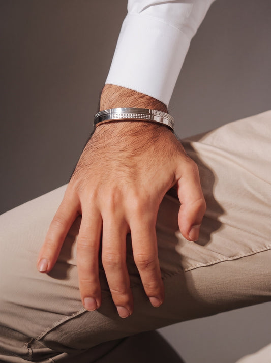 Silver Crossline Men’s Kada