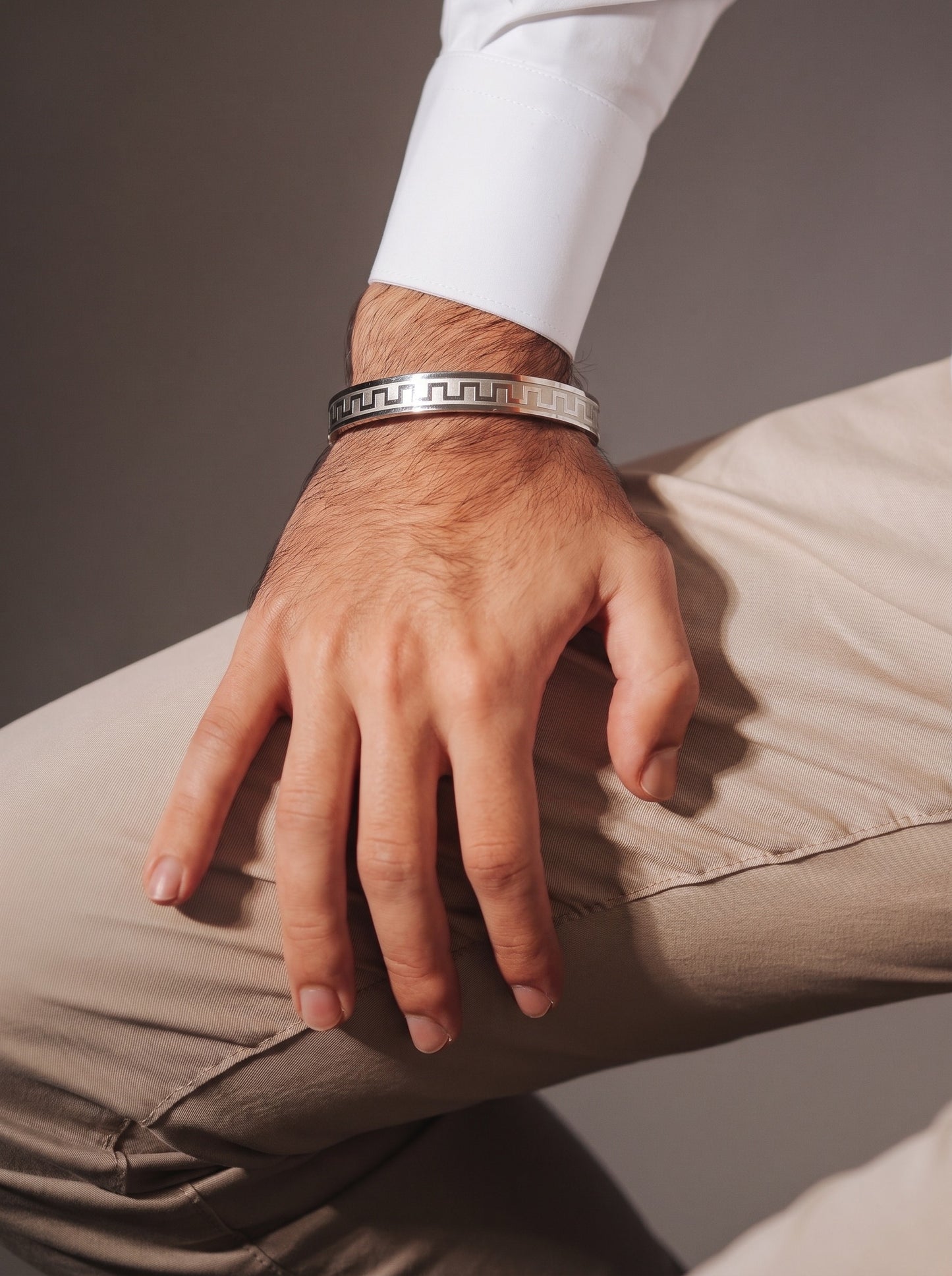 Silver Greek Pattern Men’s Kada