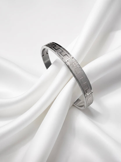 Silver Greek Pattern Men’s Kada