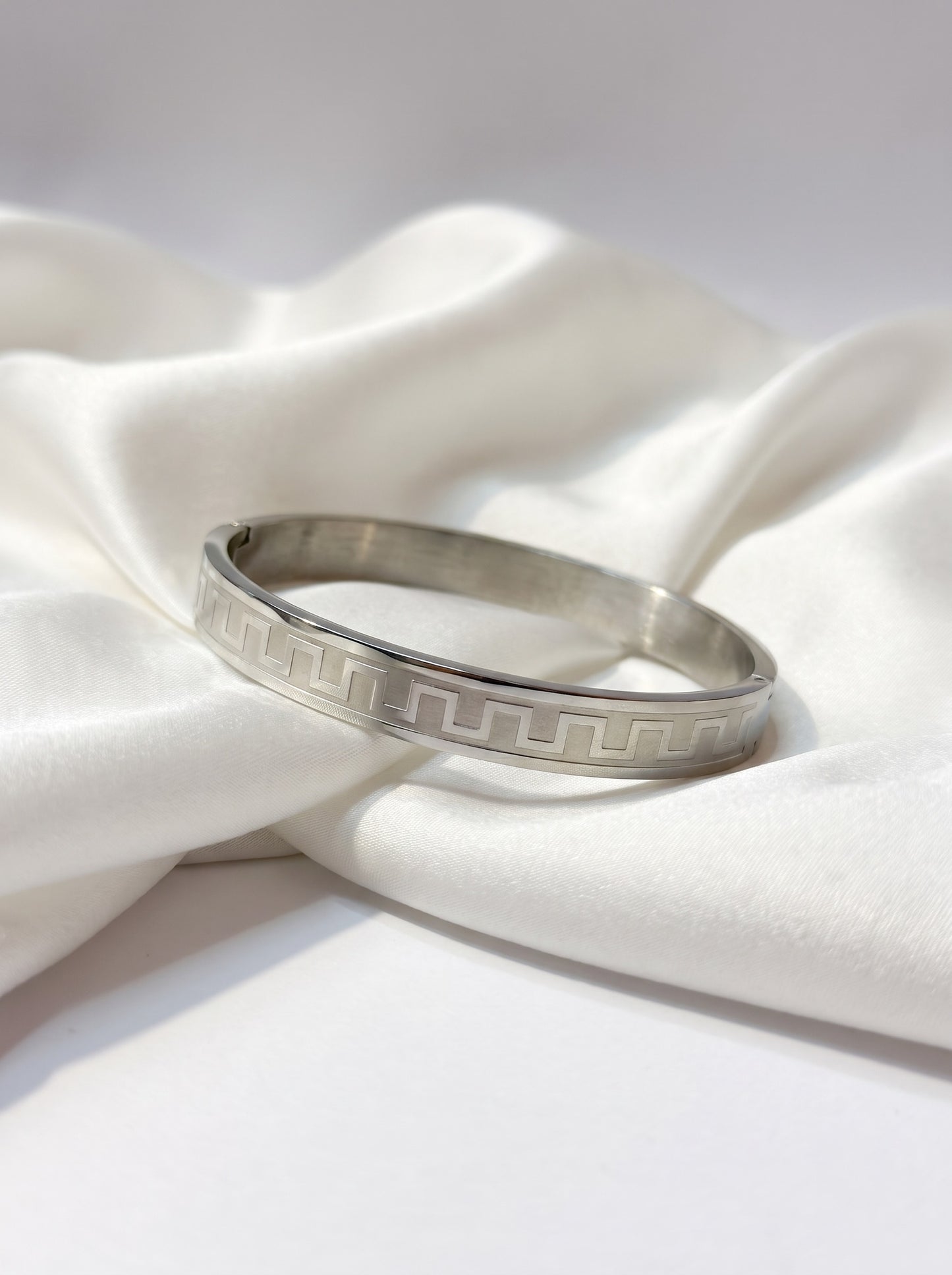 Silver Greek Pattern Men’s Kada