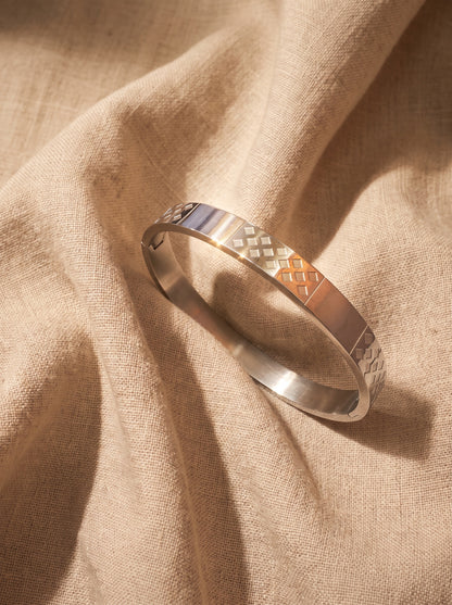 Silver Diamond Grid Men’s Kada
