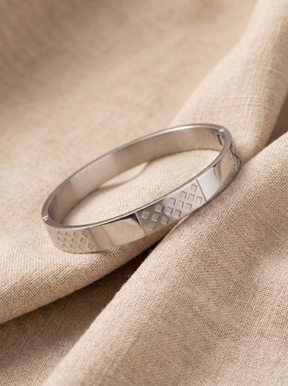 Silver Diamond Grid Men’s Kada