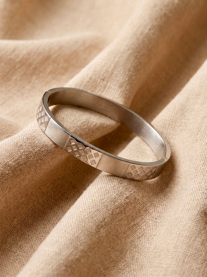 Silver Diamond Grid Men’s Kada