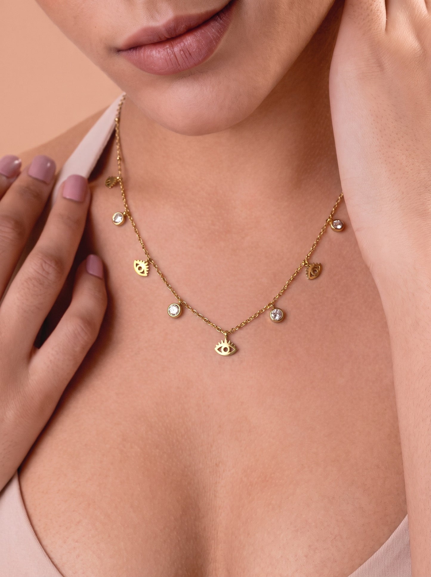 Golden Evil Eye Charm Necklace