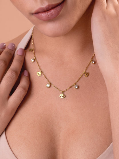 Golden Evil Eye Charm Necklace