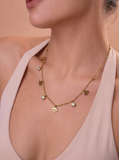 Golden Evil Eye Charm Necklace