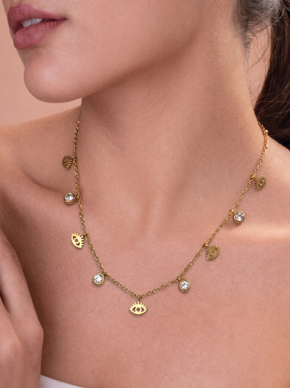 Golden Evil Eye Charm Necklace