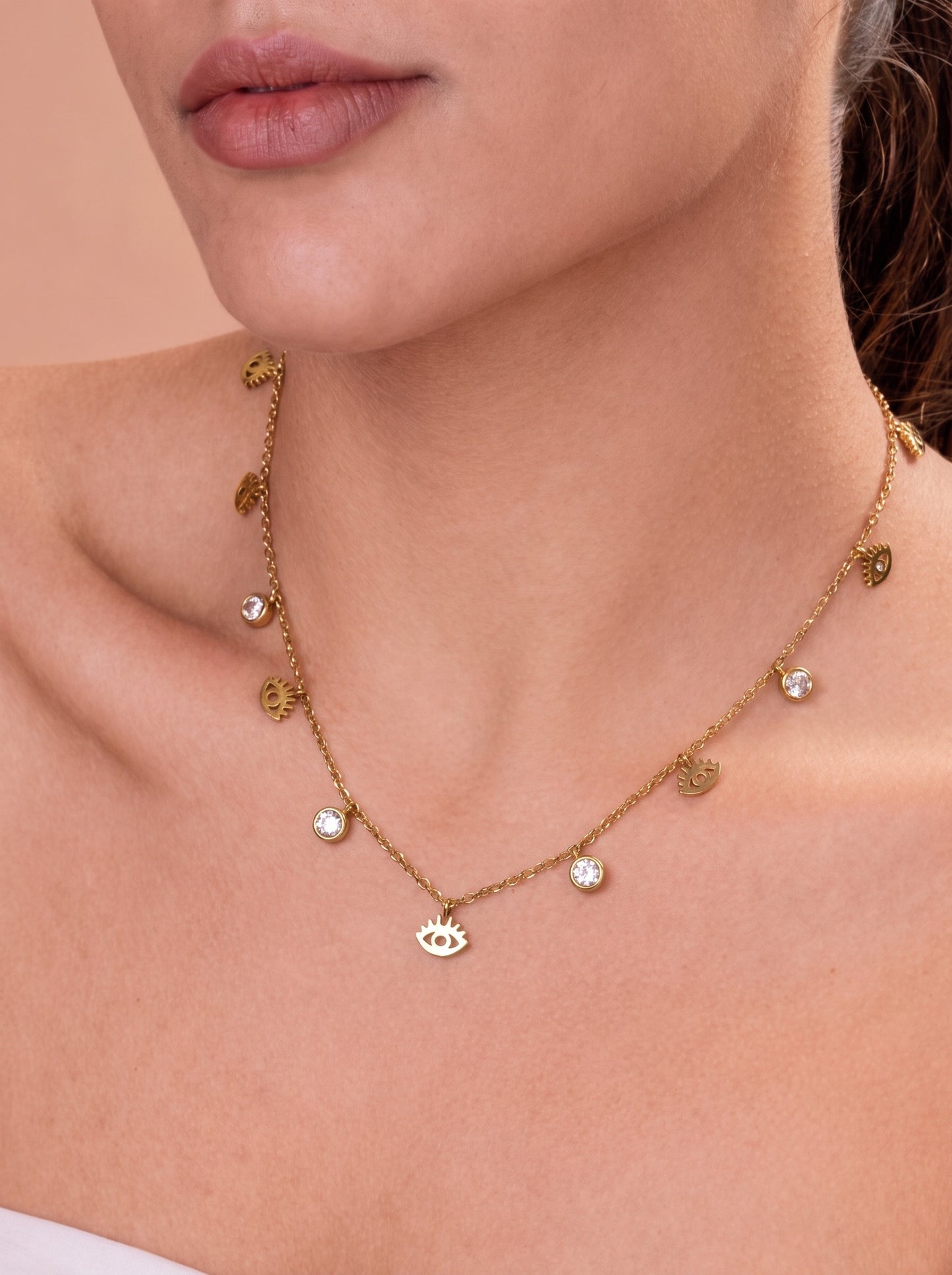 Golden Evil Eye Charm Necklace
