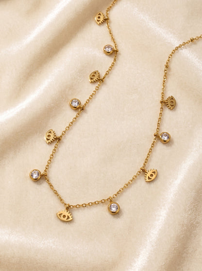 Golden Evil Eye Charm Necklace