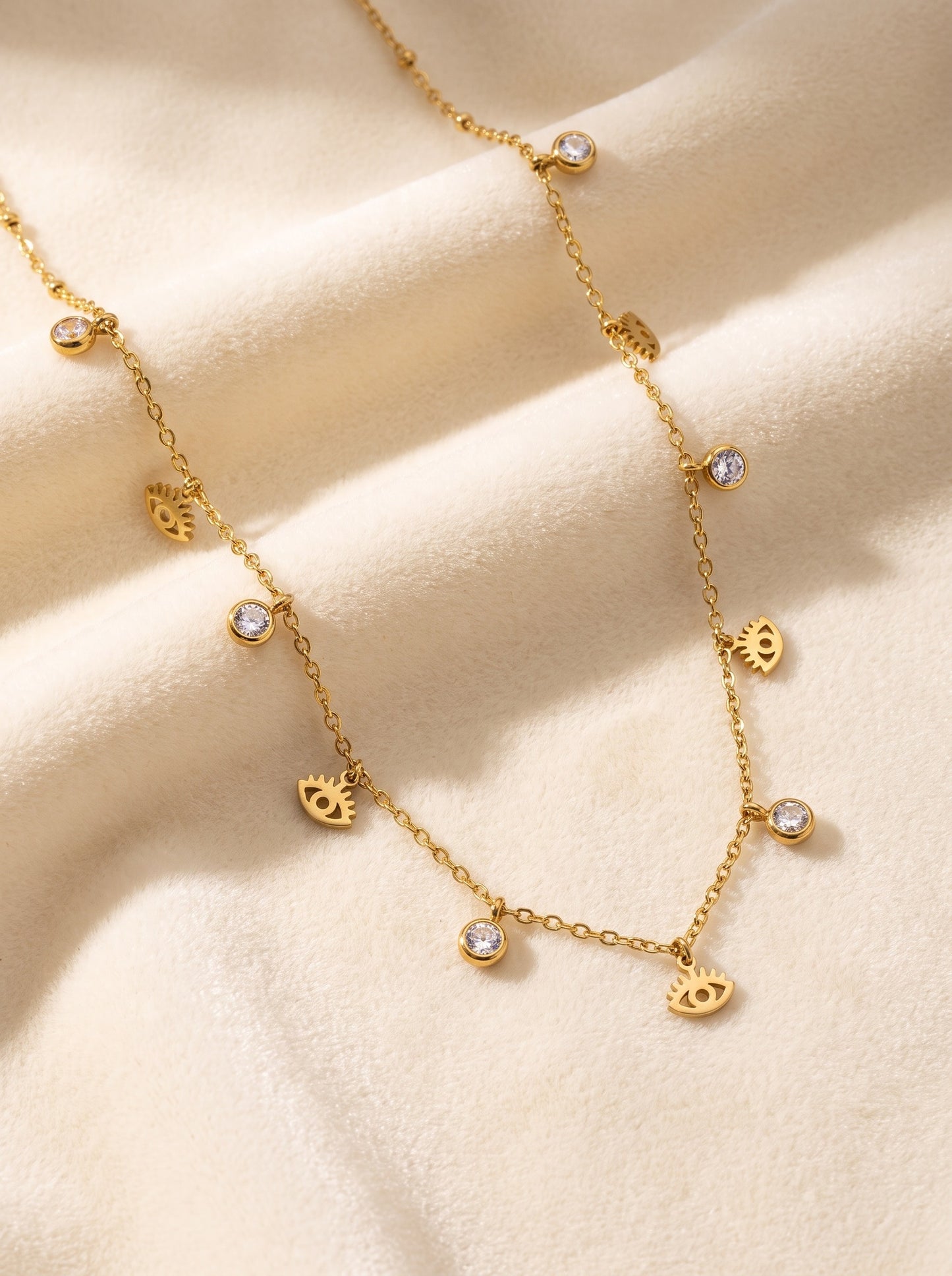 Golden Evil Eye Charm Necklace