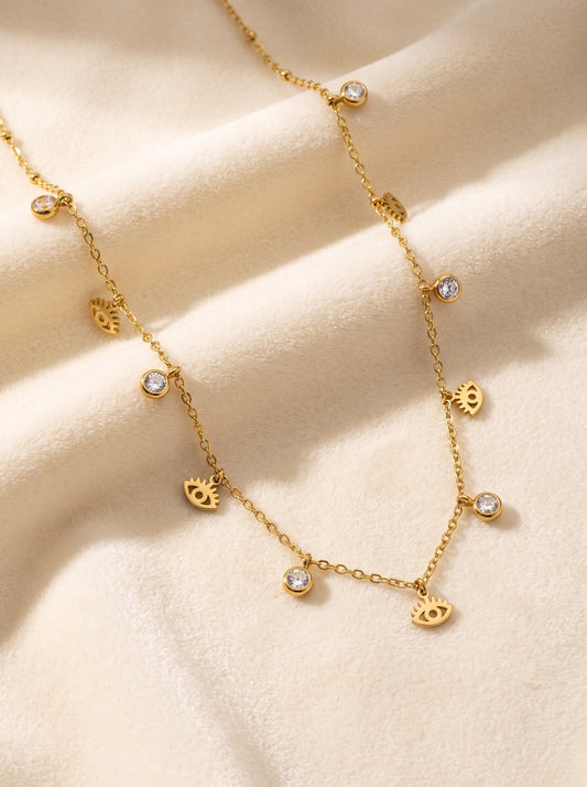 Golden Evil Eye Charm Necklace