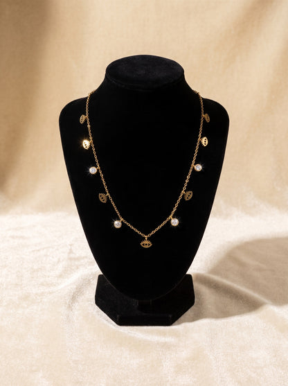 Golden Evil Eye Charm Necklace