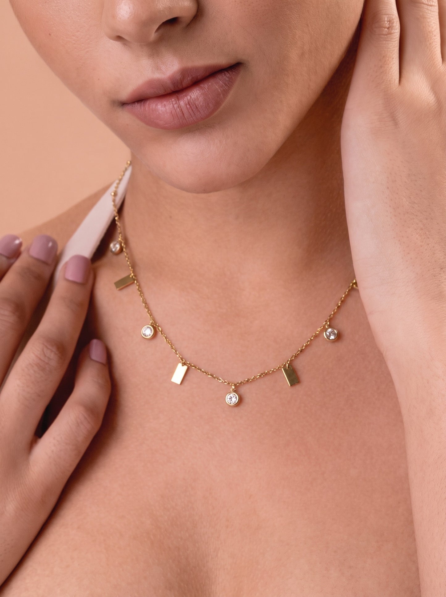 Iris Dainty Diamond Charms Necklace