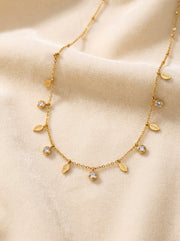 Leaf Diamond Charms Necklace