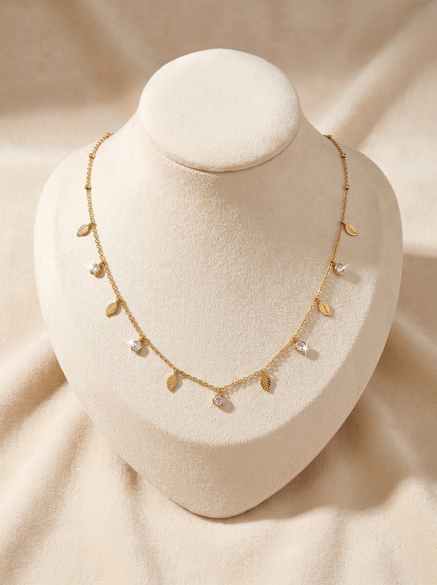Leaf Diamond Charms Necklace