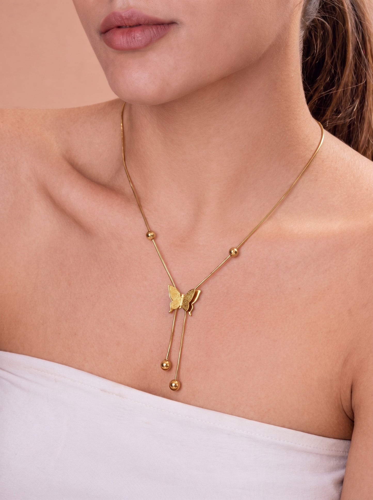 Golden Butterfly Tassel Necklace