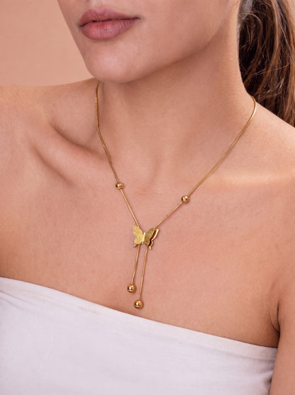 Golden Butterfly Tassel Necklace