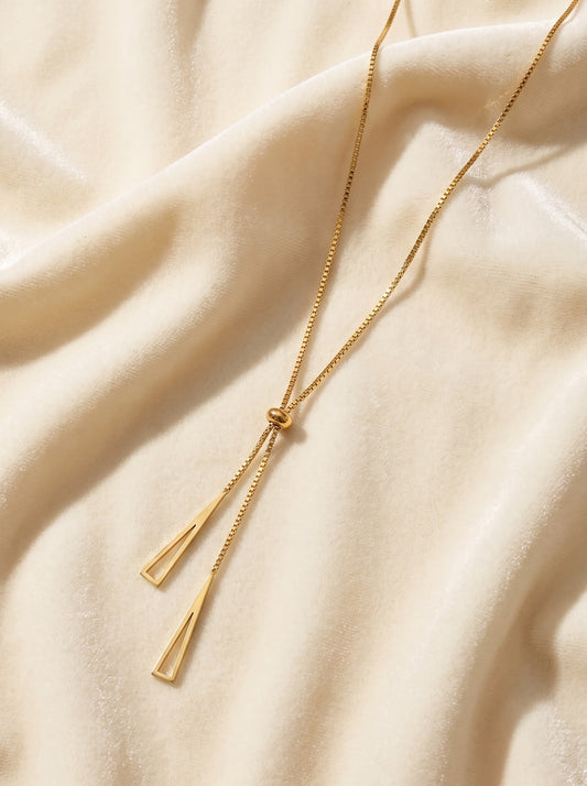 Golden Geometric Tassel Necklace