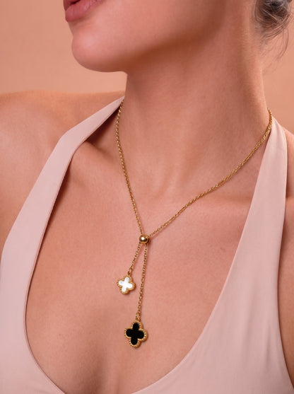 Monochrome Clover Drop Necklace