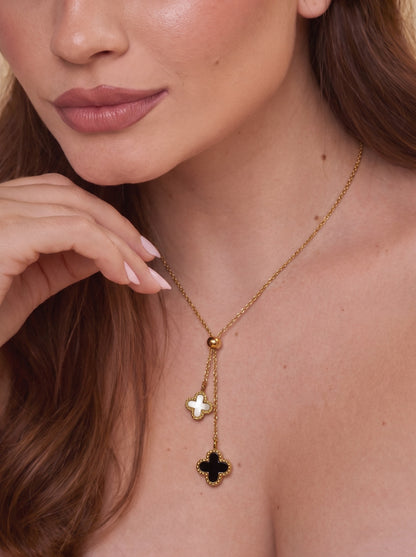 Monochrome Clover Drop Necklace
