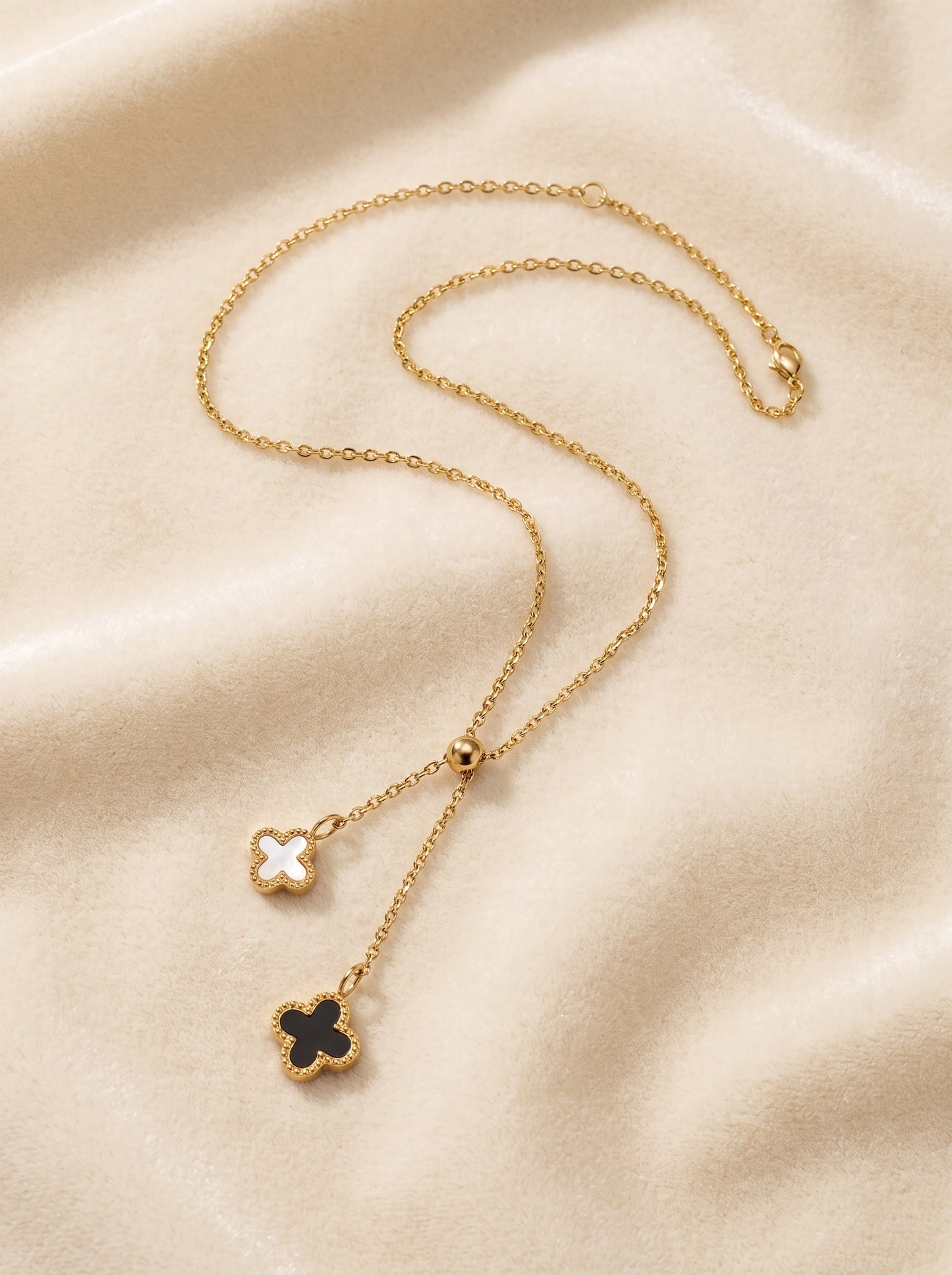 Monochrome Clover Drop Necklace