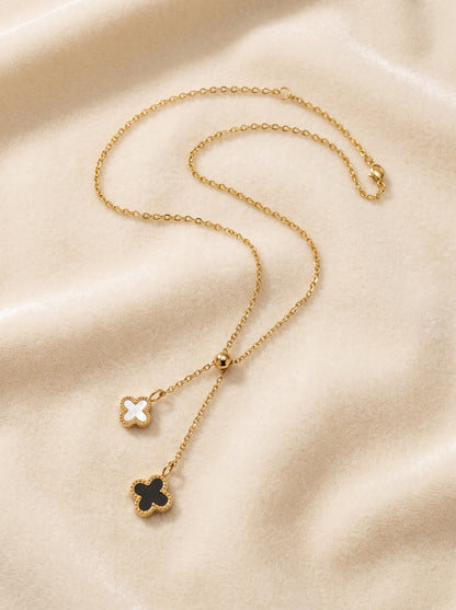 Monochrome Clover Drop Necklace