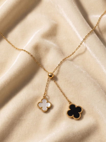 Monochrome Clover Drop Necklace