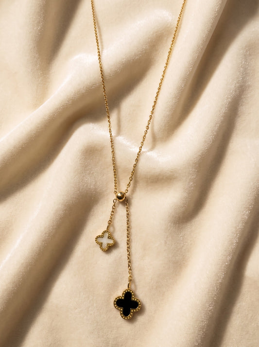 Monochrome Clover Drop Necklace