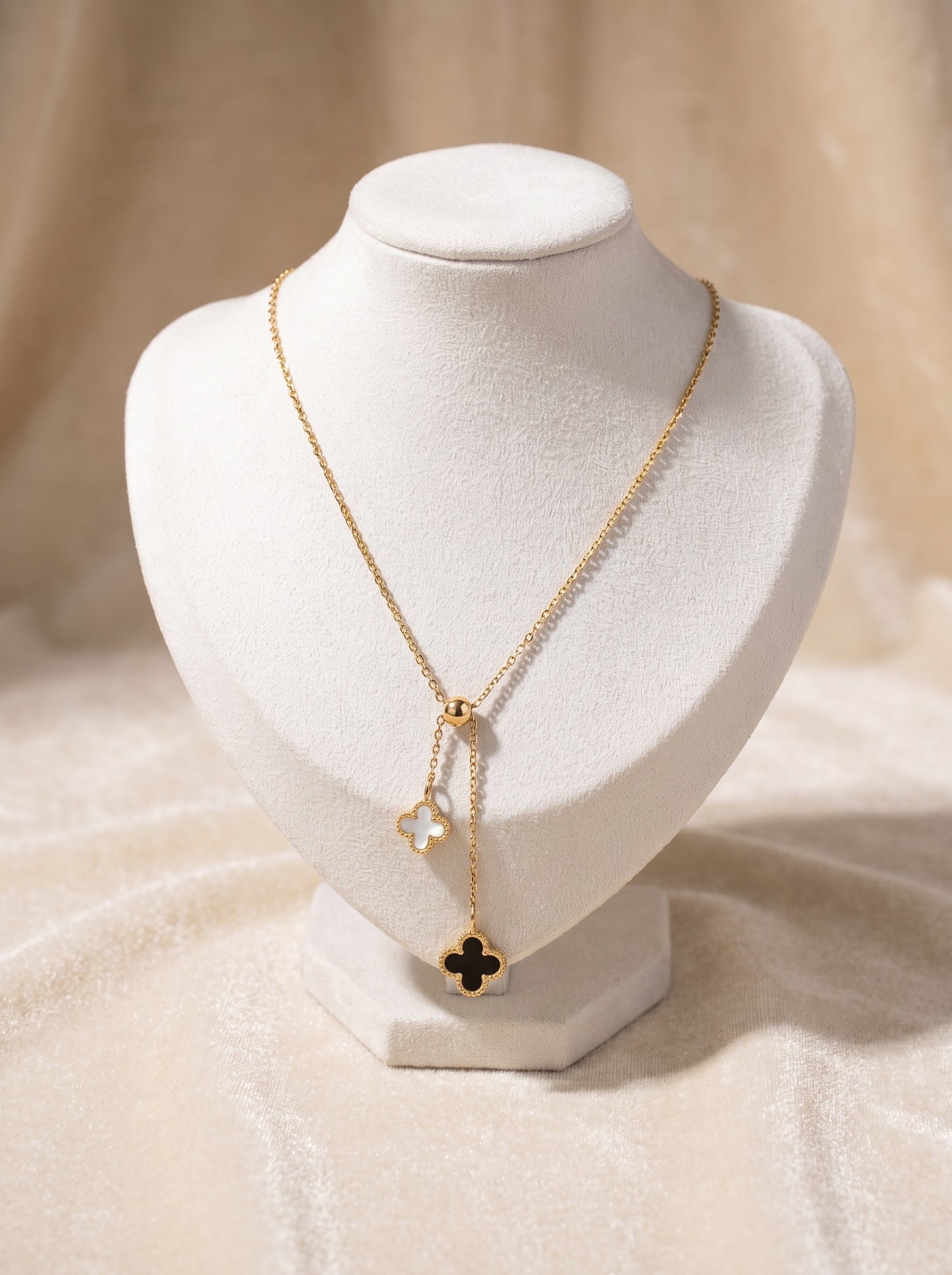 Monochrome Clover Drop Necklace