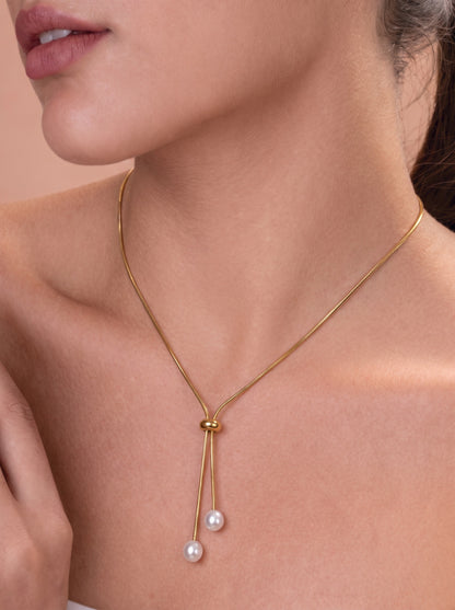 Pearl Drop Tassel Necklace