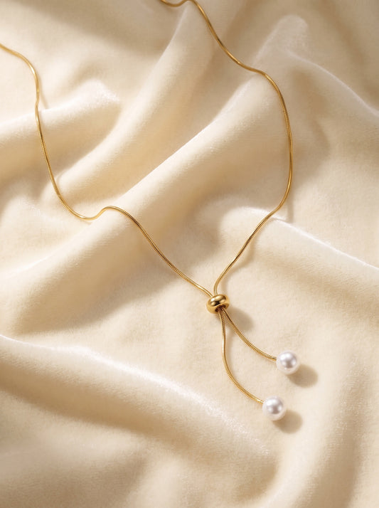 Pearl Drop Tassel Necklace