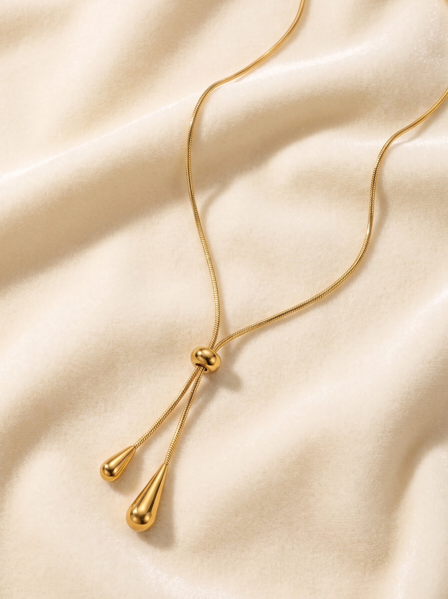 Golden Teardrop Tassel Necklace