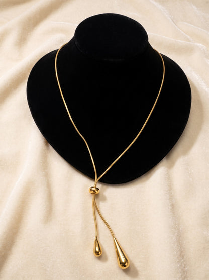 Golden Teardrop Tassel Necklace