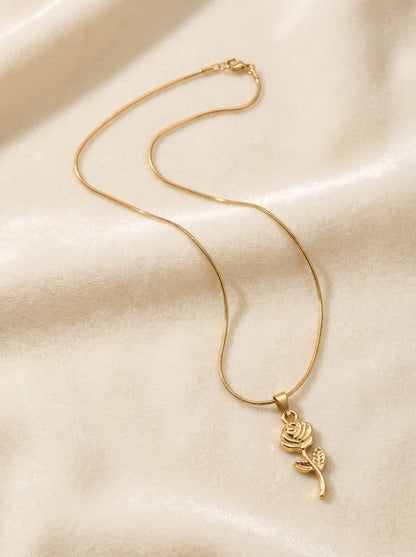 Golden Rose Pendant Necklace