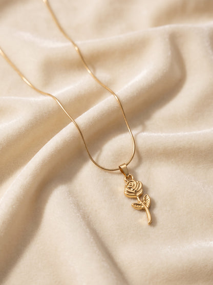 Golden Rose Pendant Necklace