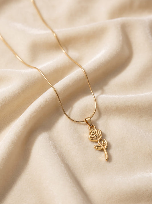 Golden Rose Pendant Necklace
