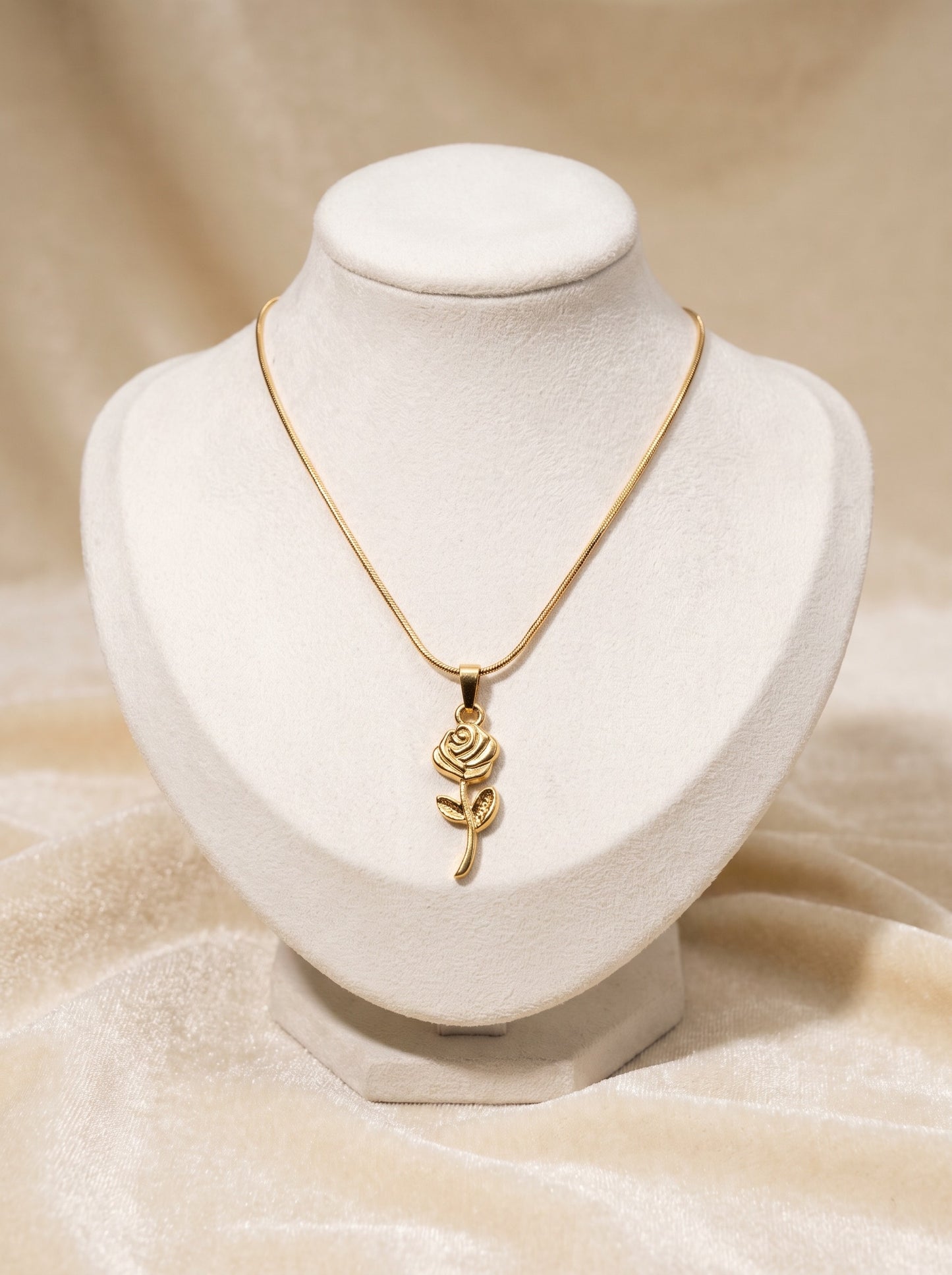 Golden Rose Pendant Necklace
