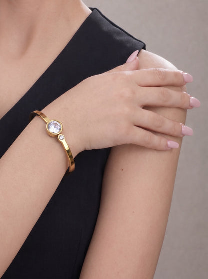 Golden Dual Solitaire Bracelet Kada