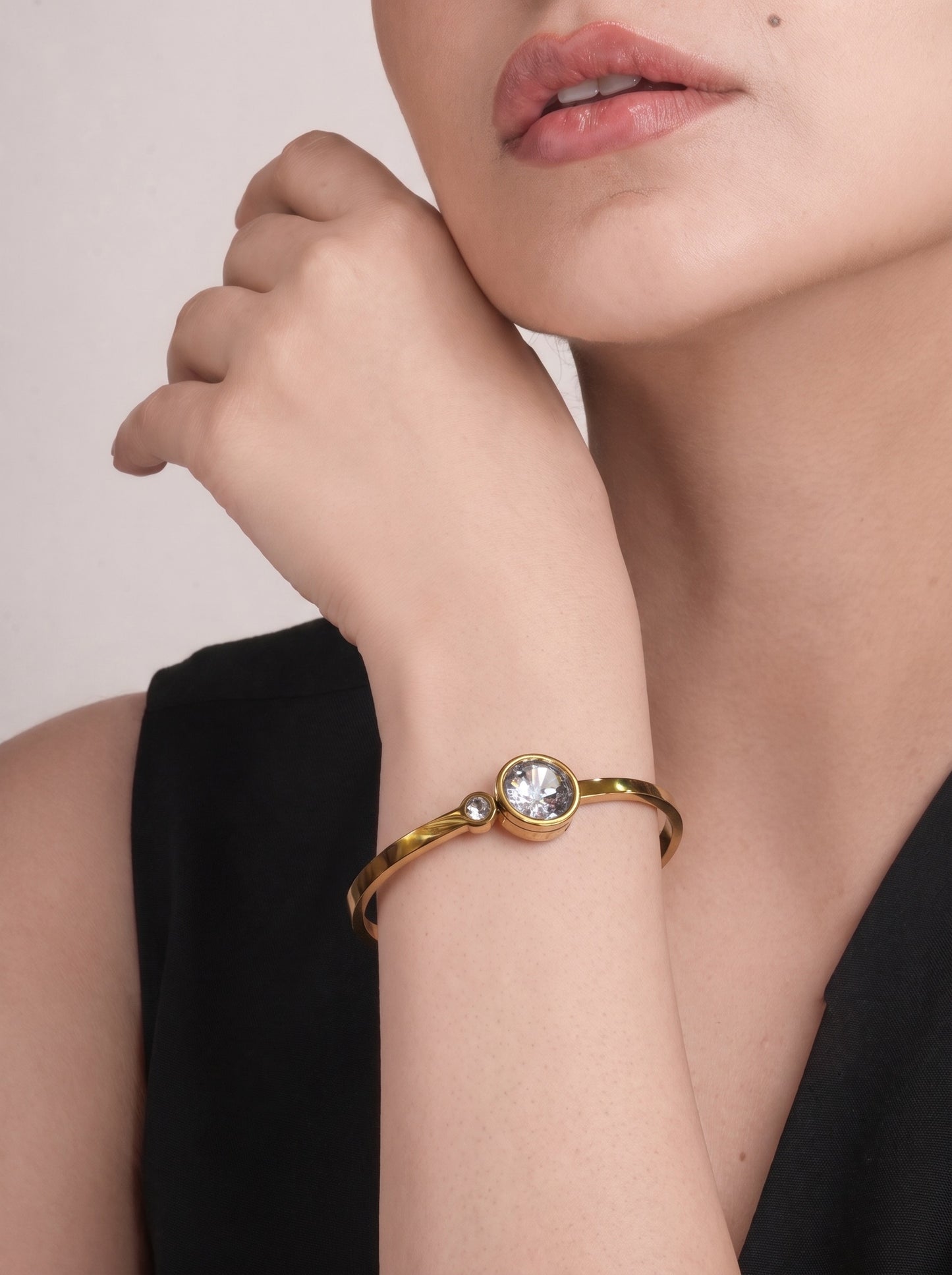 Golden Dual Solitaire Bracelet Kada