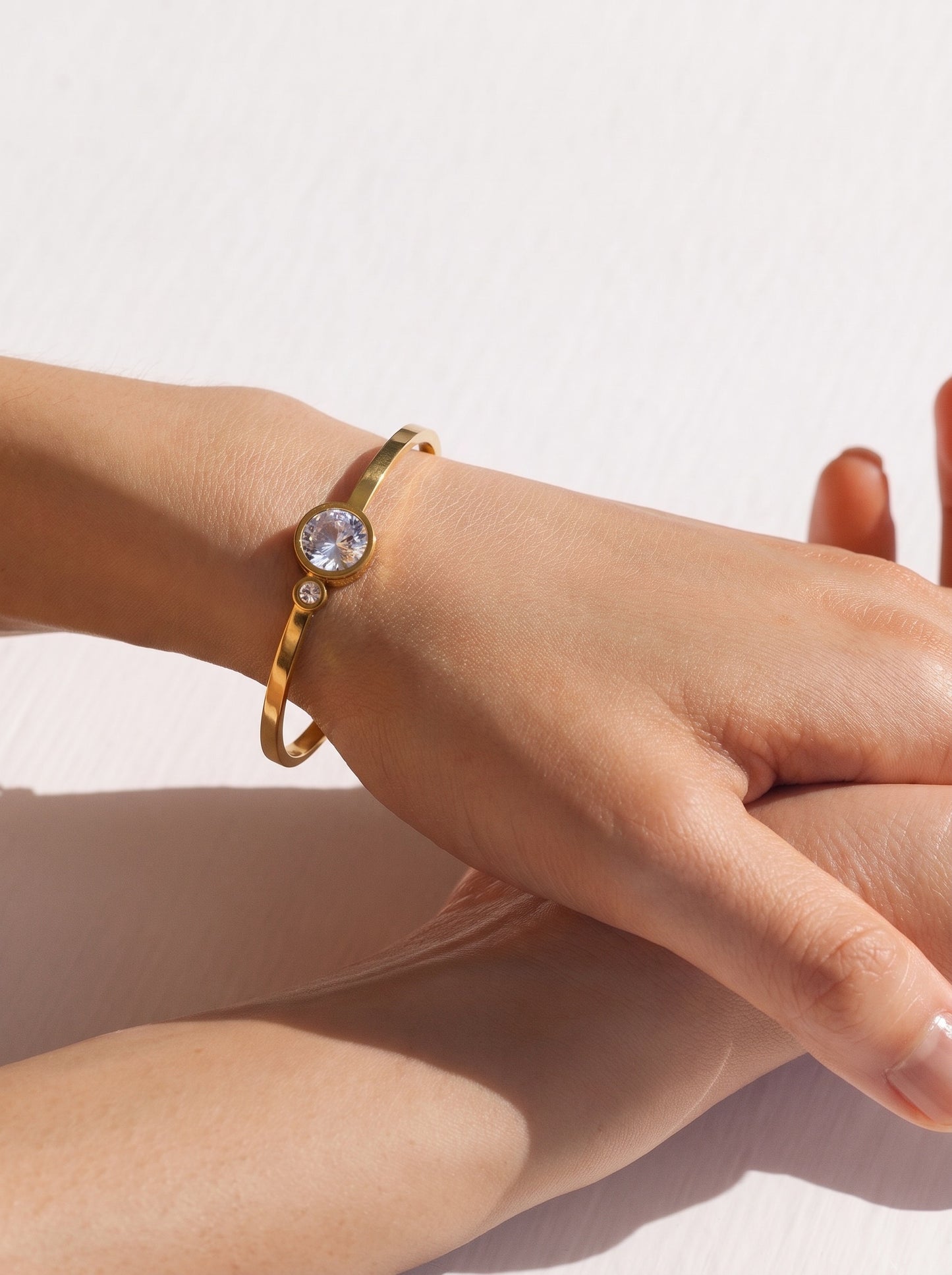 Golden Dual Solitaire Bracelet Kada