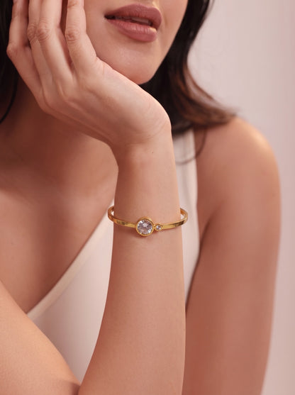 Golden Dual Solitaire Bracelet Kada