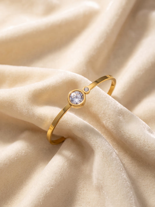 Golden Dual Solitaire Bracelet Kada