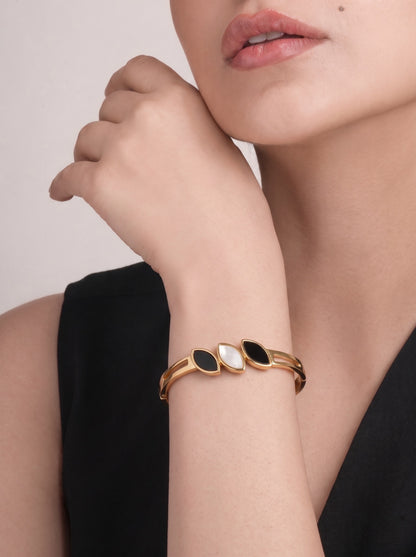 Golden Trio Leaf Bracelet Kada