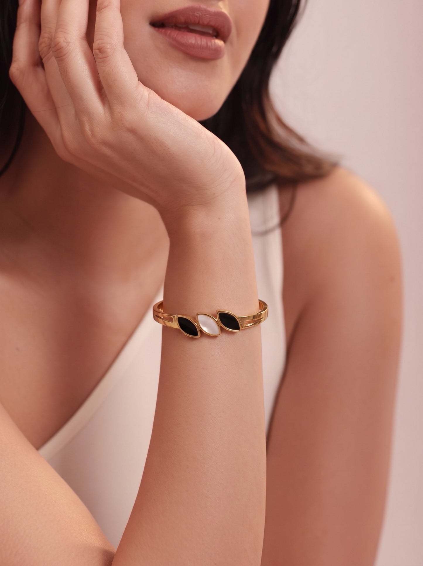 Golden Trio Leaf Bracelet Kada